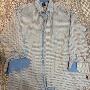 ENGLISH LAUNDRY Stretch Cotton Gingham Print Shirt, Blue, 16 1/2-32/33